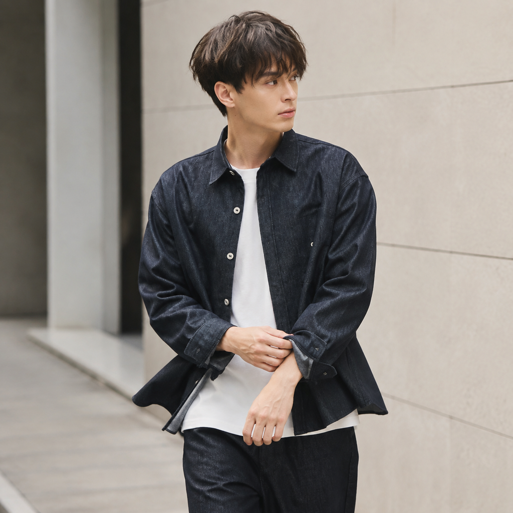 남성용 고급감 루즈핏 데일리 긴팔 캐주얼 셔츠