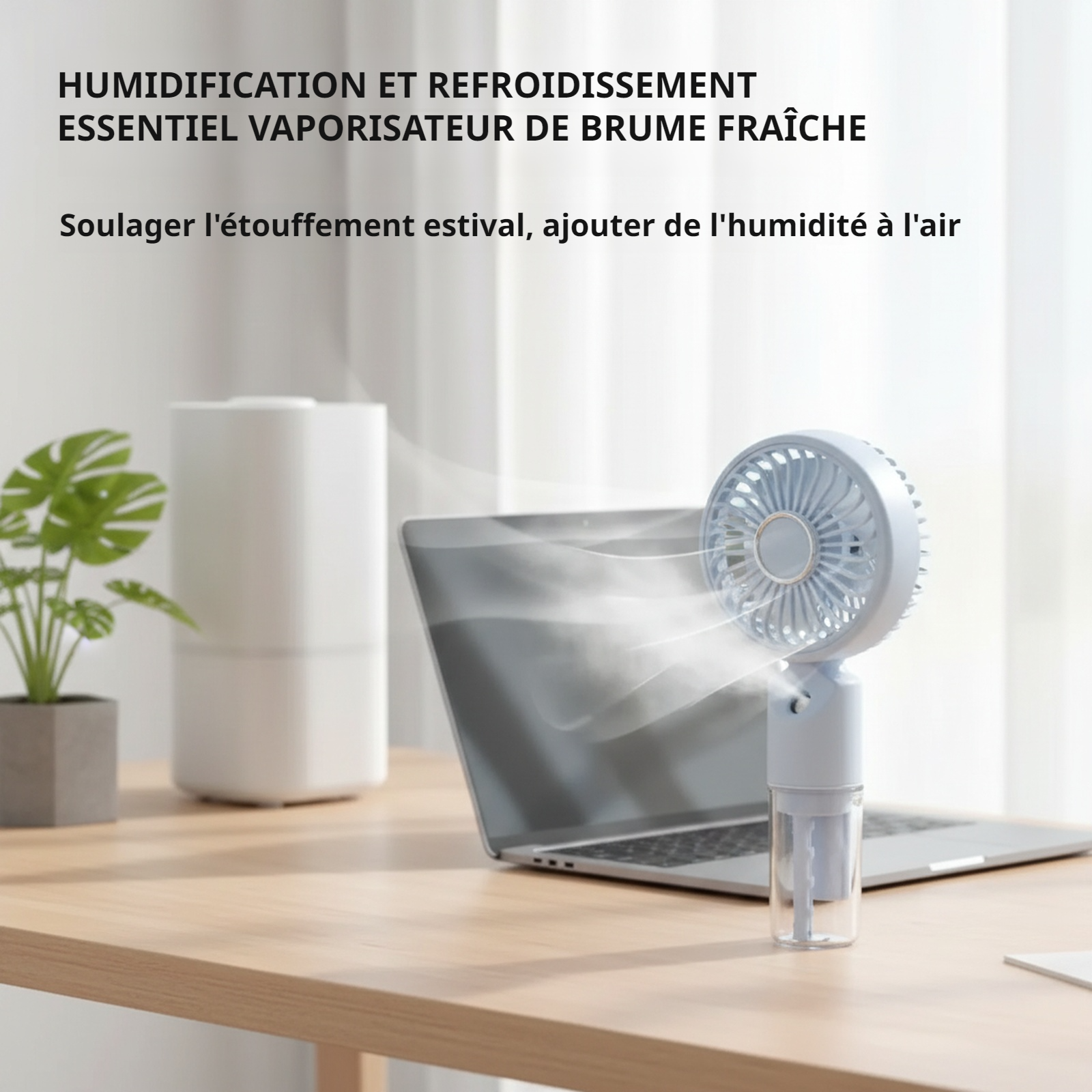 Ventilateur à pulvérisation portable, mini ventilateur de bureau rechargeable USB