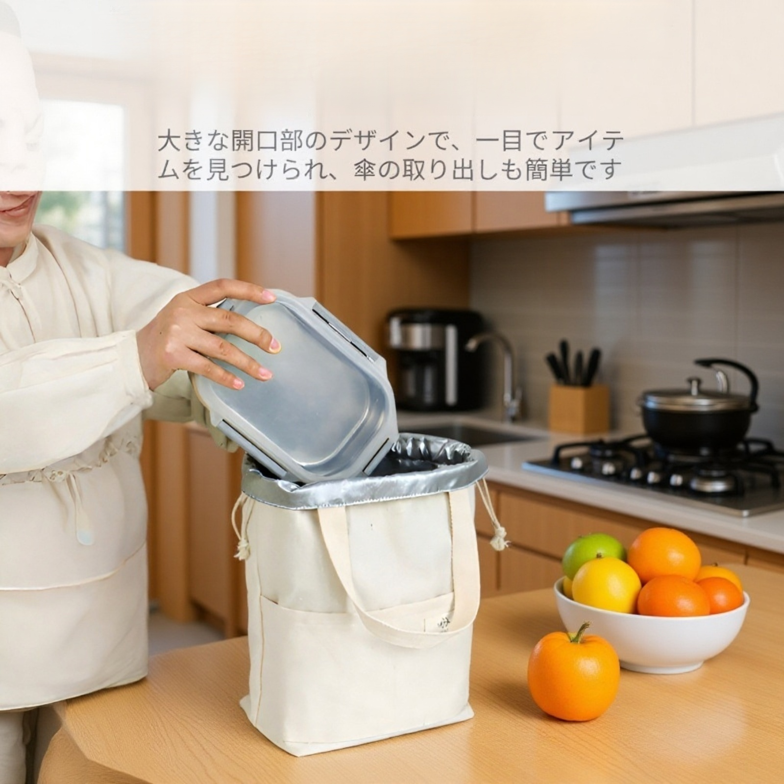 綿道日本風厚手キャンバスランチバッグ 保温弁当袋