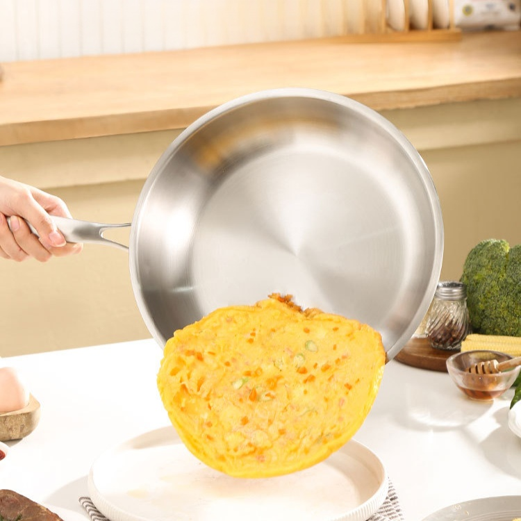 三層ステンレス製焦げ付きにくいフライパン