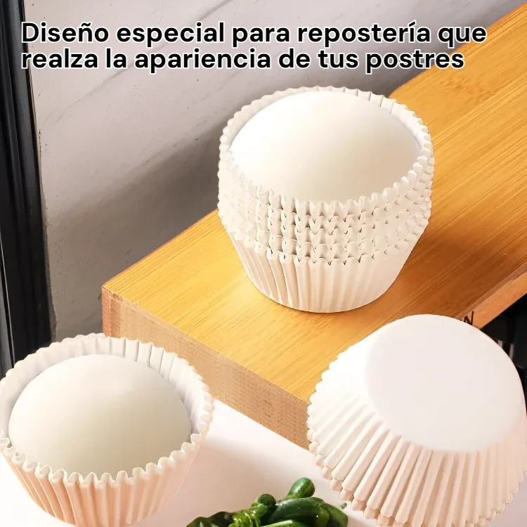 Vasitos de papel para pastel Mochi de nieve blanca (Especial para repostería)