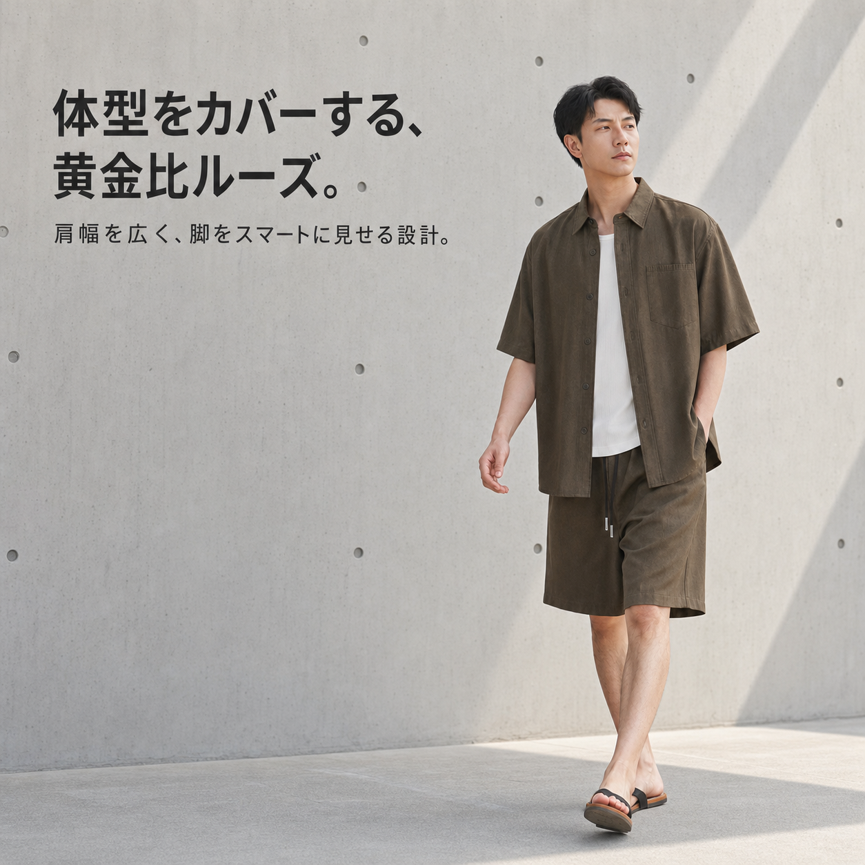 メンズ夏カラーブロックチェック半袖シャツセット
