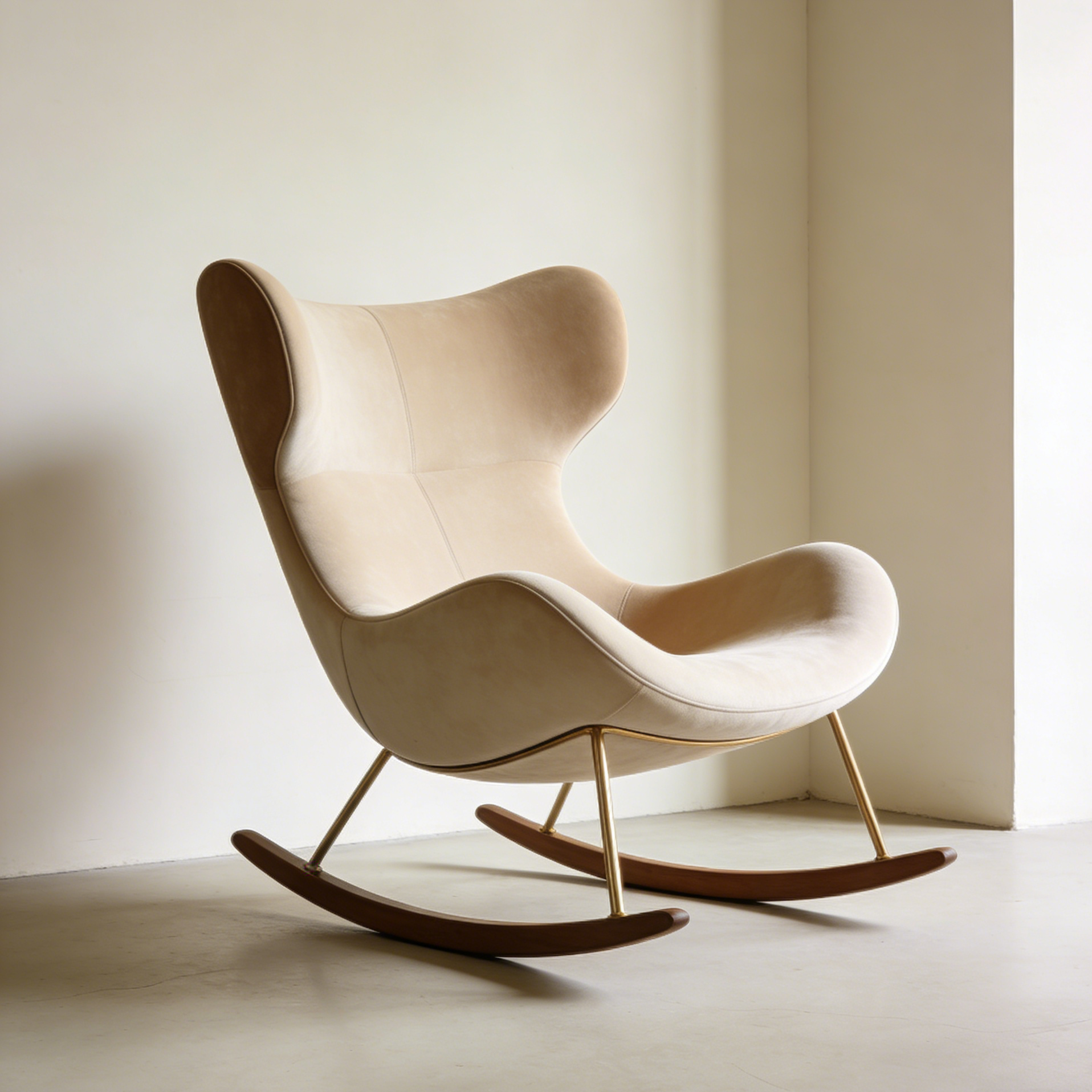 Light Luxury Cream Style Wing Rocking Chair