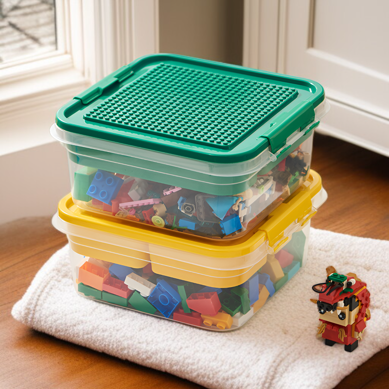 Caja organizadora multifuncional para juguetes, plástico transparente, para Lego y coches pequeños