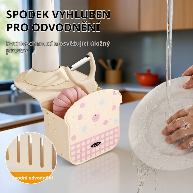 Makaronový toastový odkapávač na dřez s háčkem