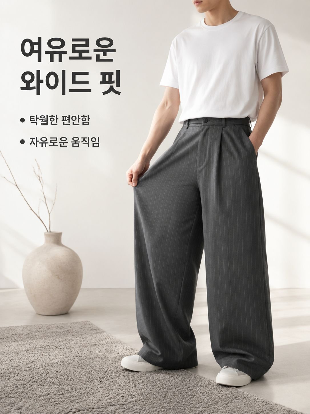 세련된 빈티지 감성의 남성 바지