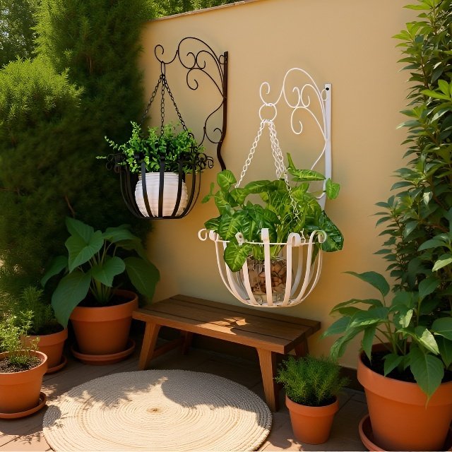  Kovový závěsný květináč na zeď