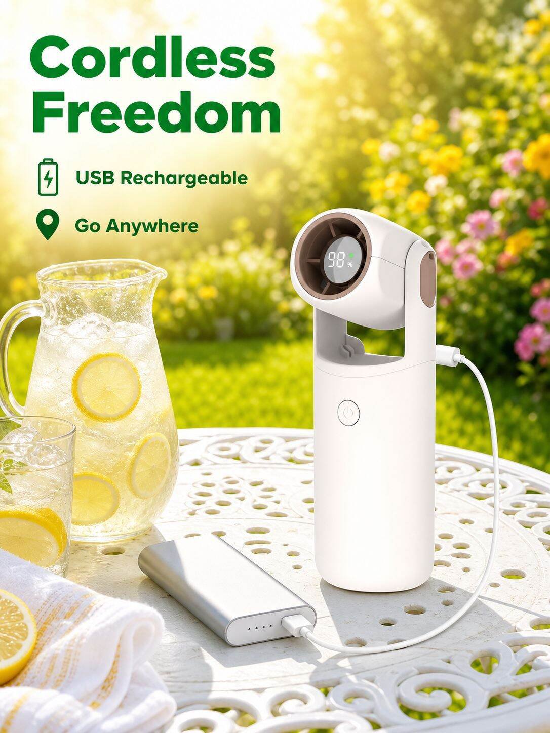 USB Rechargeable Oscillating Mini Fan, Portable Desktop High-power Electric Fan