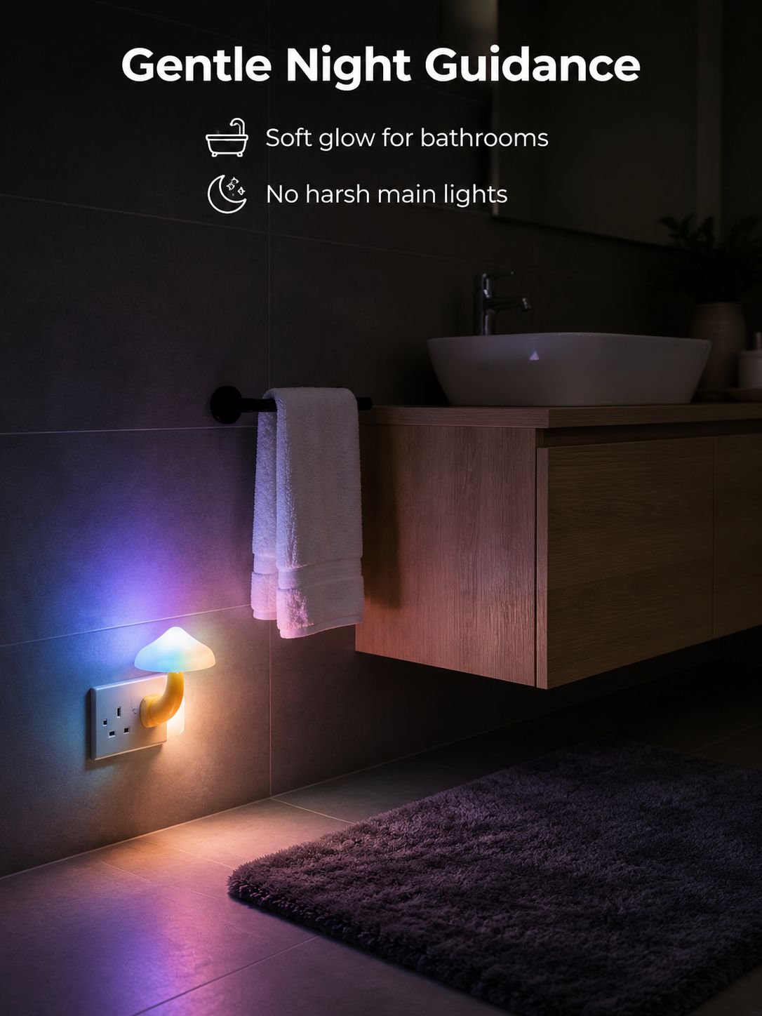 LED Night Lights Mushroom Shape Automatic Sensor Toilet Bedroom Decor Wall Lamps Light-control Senso