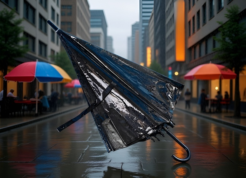 Close-up of the durable clear canopy and handle