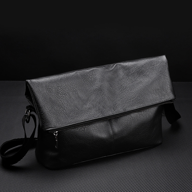 新款PU復古男士單肩包通勤包商務會議文件背包男包時尚潮牌斜挎包