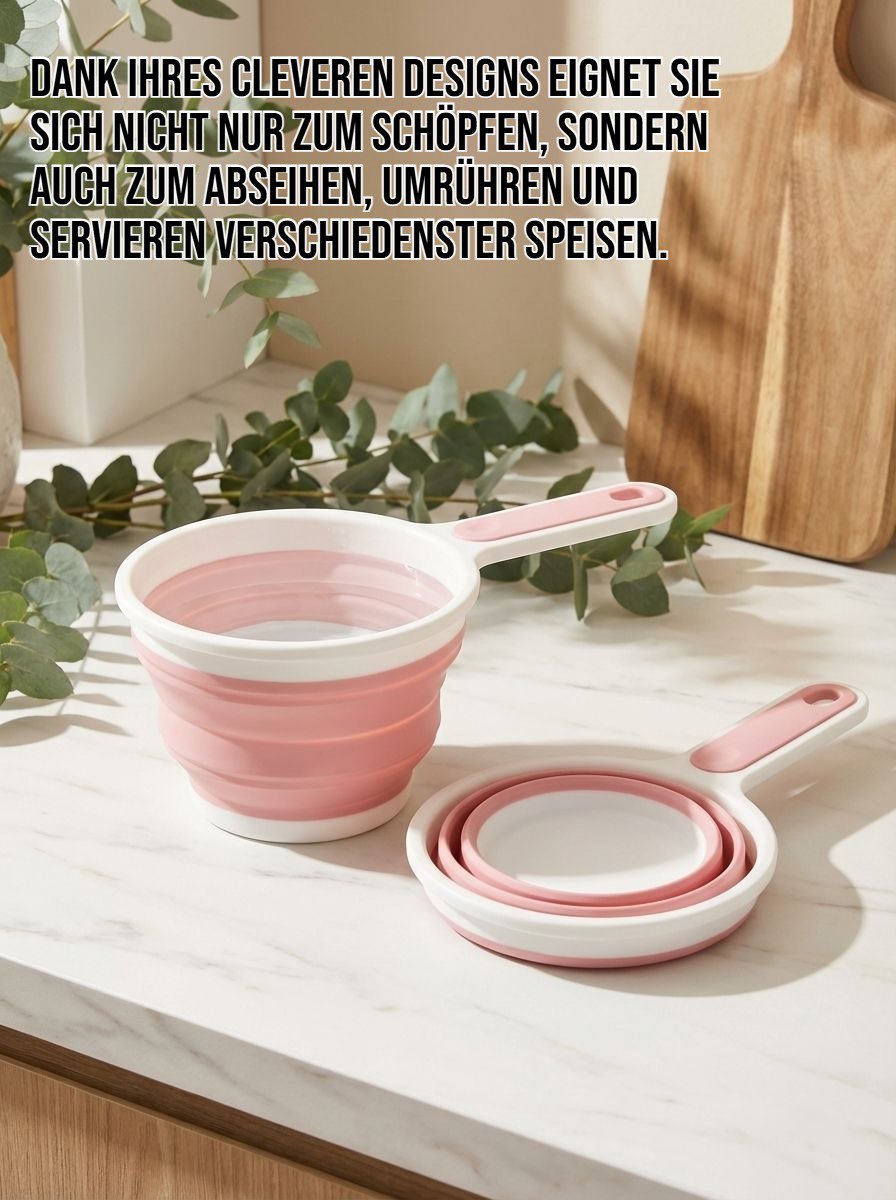 Faltbare Silikon-Wasserschöpfkelle in Grau