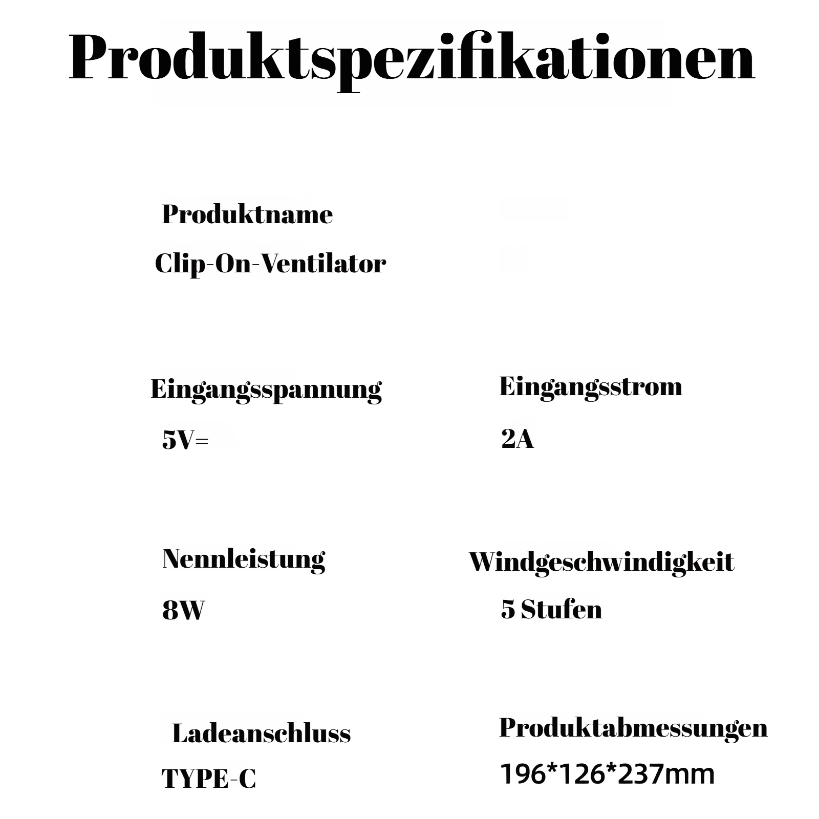 Kleiner, leiser USB-Heimventilator mit Digitalanzeige und Nachtlicht