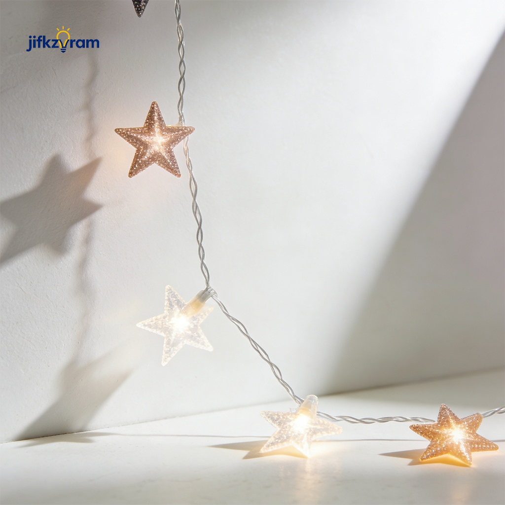 Luces de cadena con adornos en forma de estrella (2 piezas)