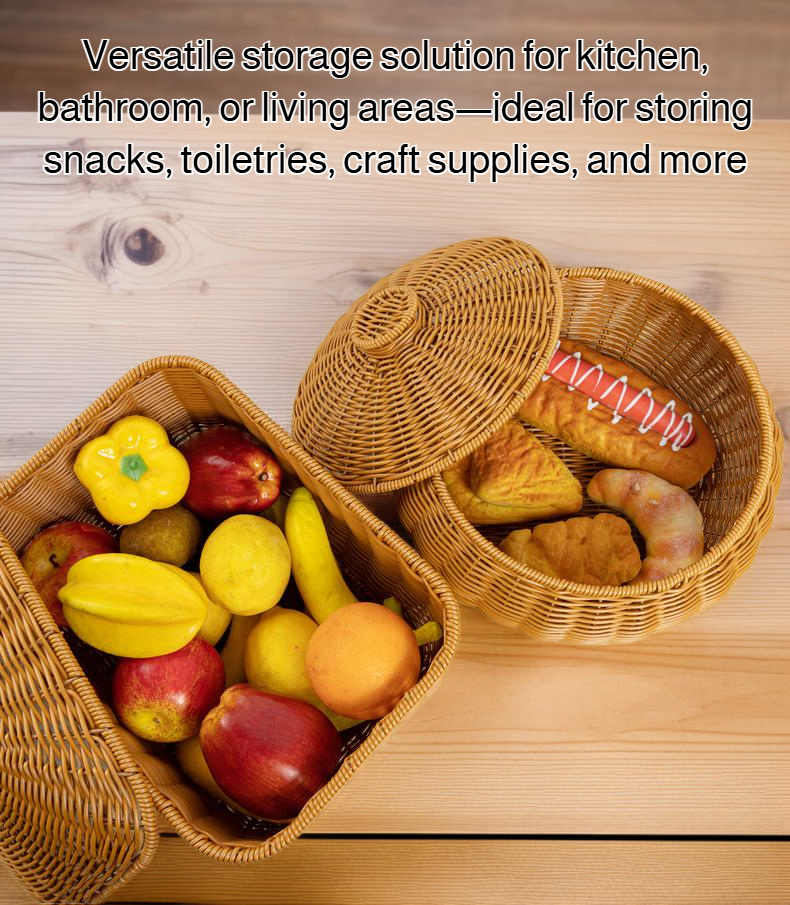 Imitation rattan storage jar with lid on kitchen countertop