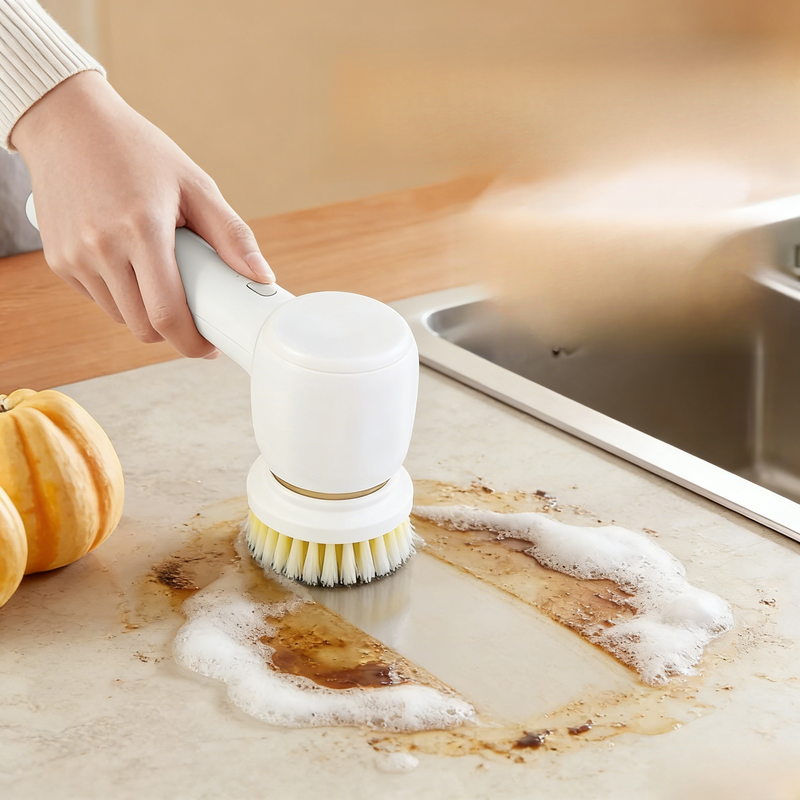 Portable Electric Spin Scrubber with 4 Replaceable Brush Heads, 