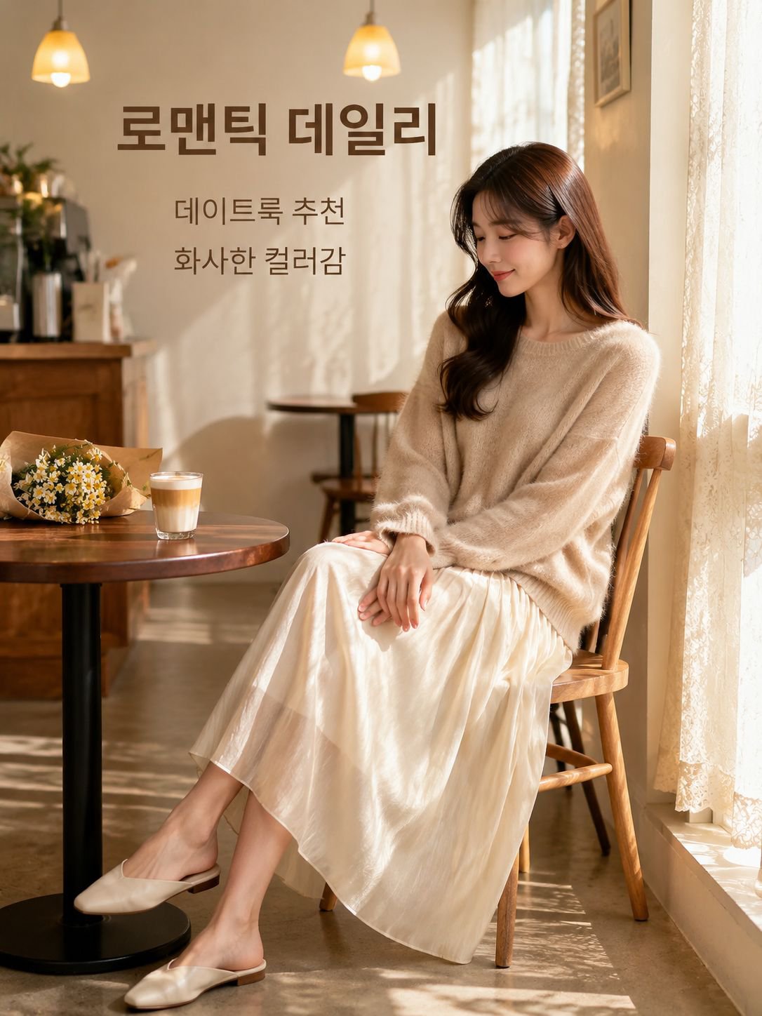고급스러운 광택 쉬폰 스커트