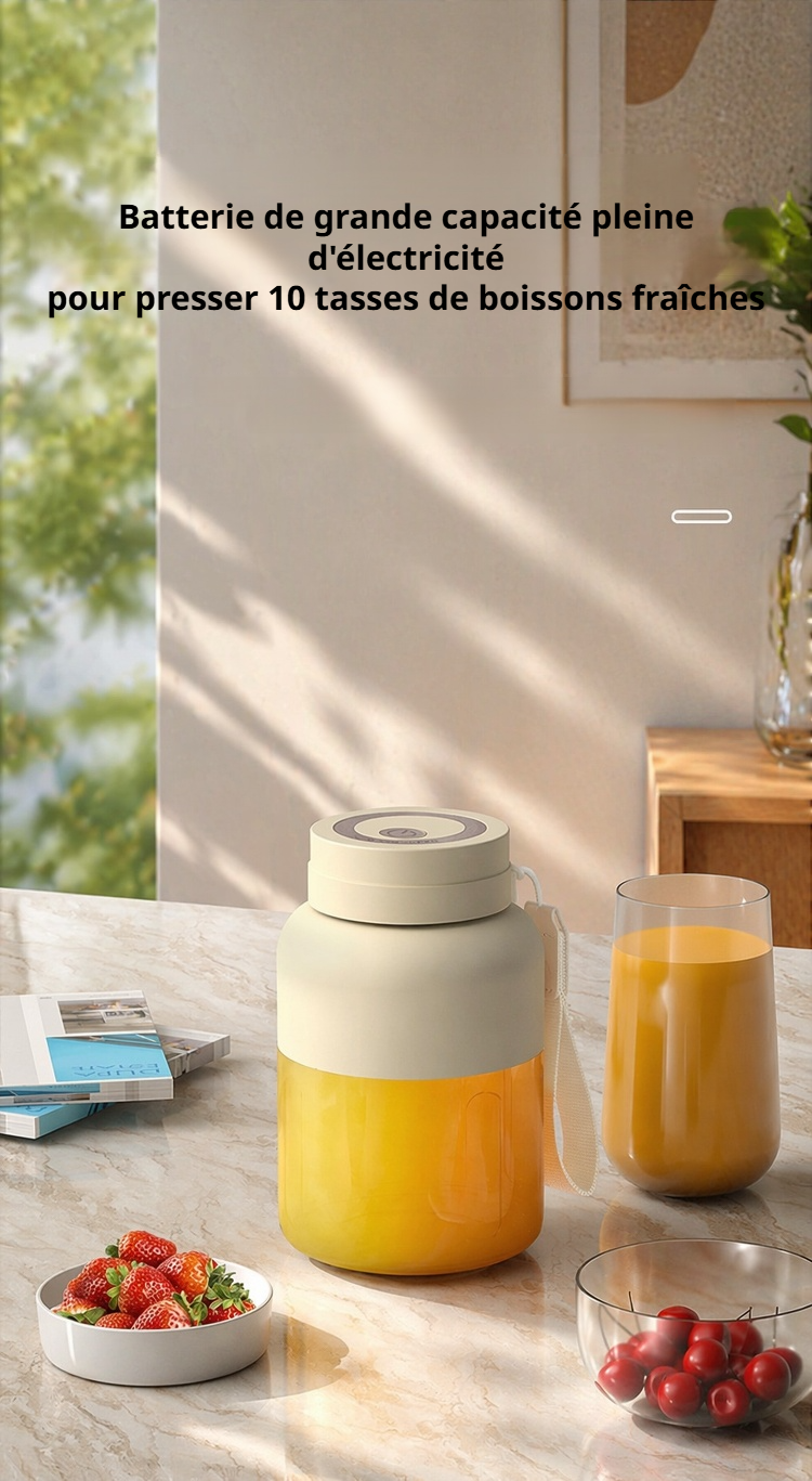 Extracteur de jus compact et rechargeable pour fruits et légumes
