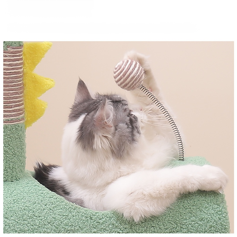 All-in-One Cat Scratching Post with Play Area and Nest