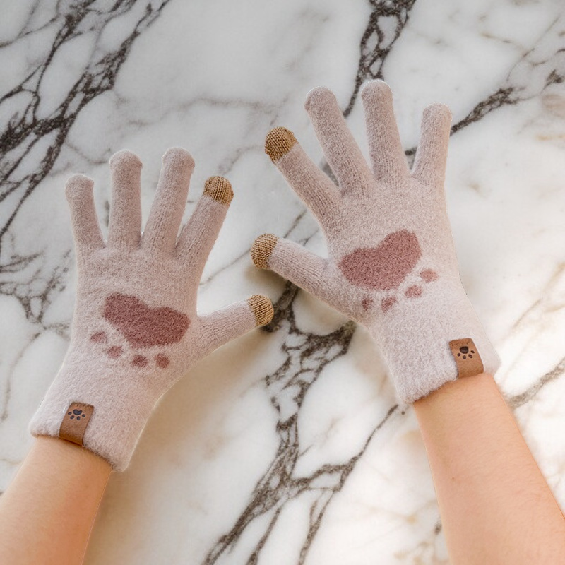 貓爪絨毛觸控手套尺寸展示