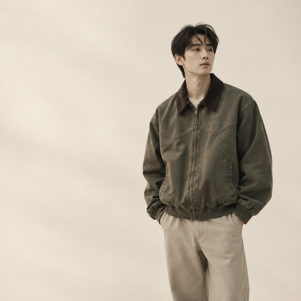 봄가을 미국식 빈티지 재킷 남성 워크웨어 워싱 자켓