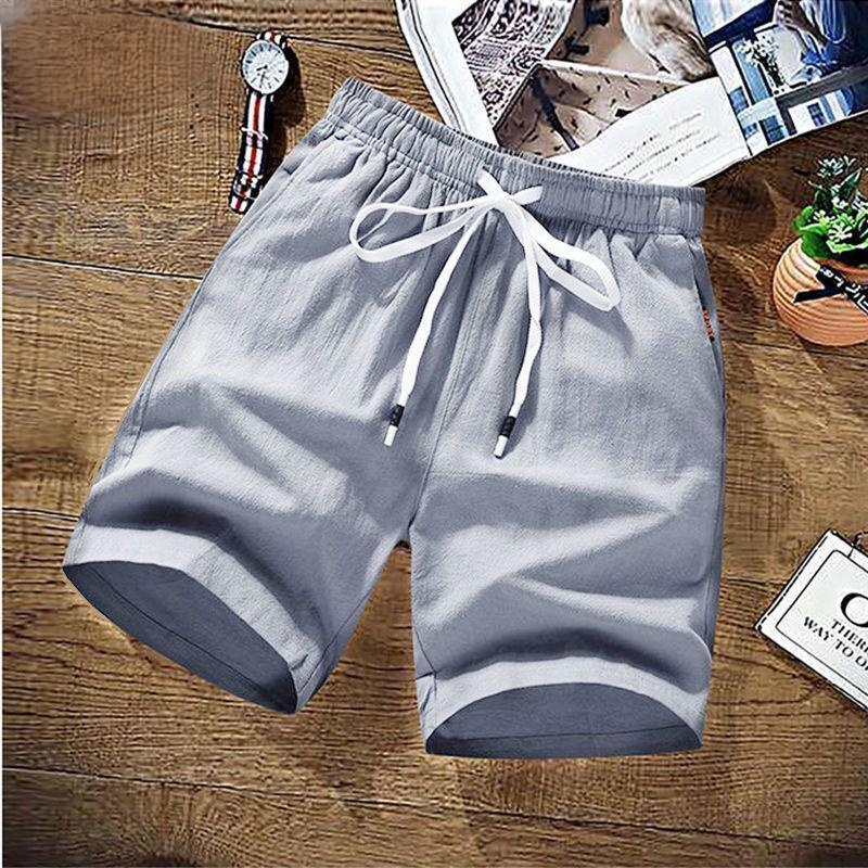 남자 린넨반바지 통기성 허리밴딩 얇은 와이드 비치반바지 면마반바지