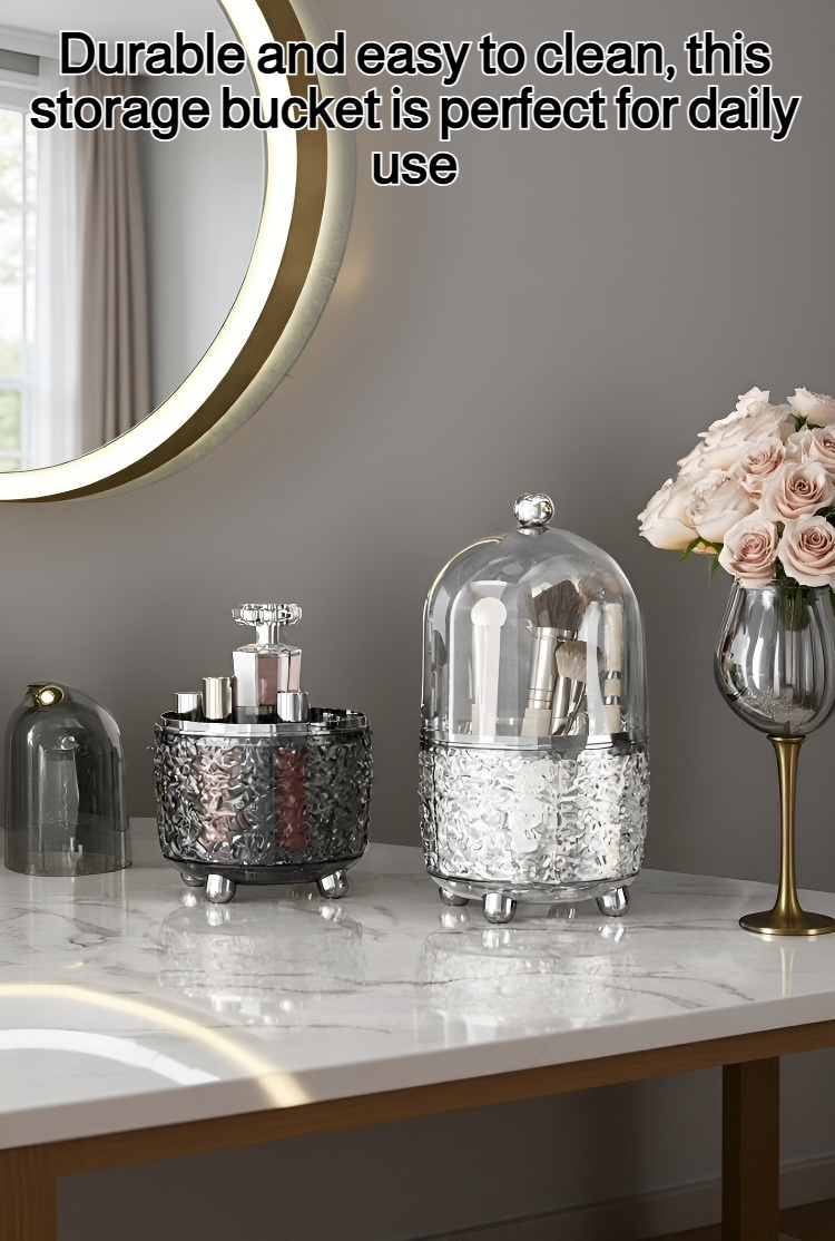 Transparent makeup brush storage bucket with dust protection