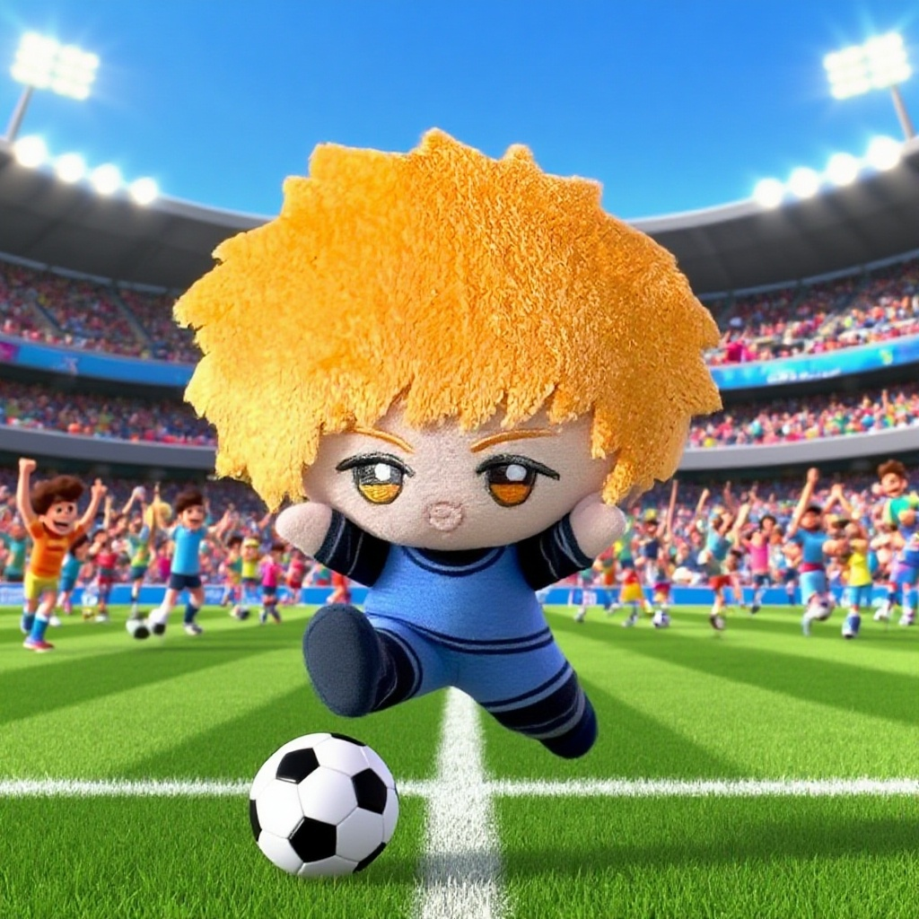 دمية قطيفة على شكل مهاجم دوري كرة قدم، دمية لطيفة، حقيبة، قلادة