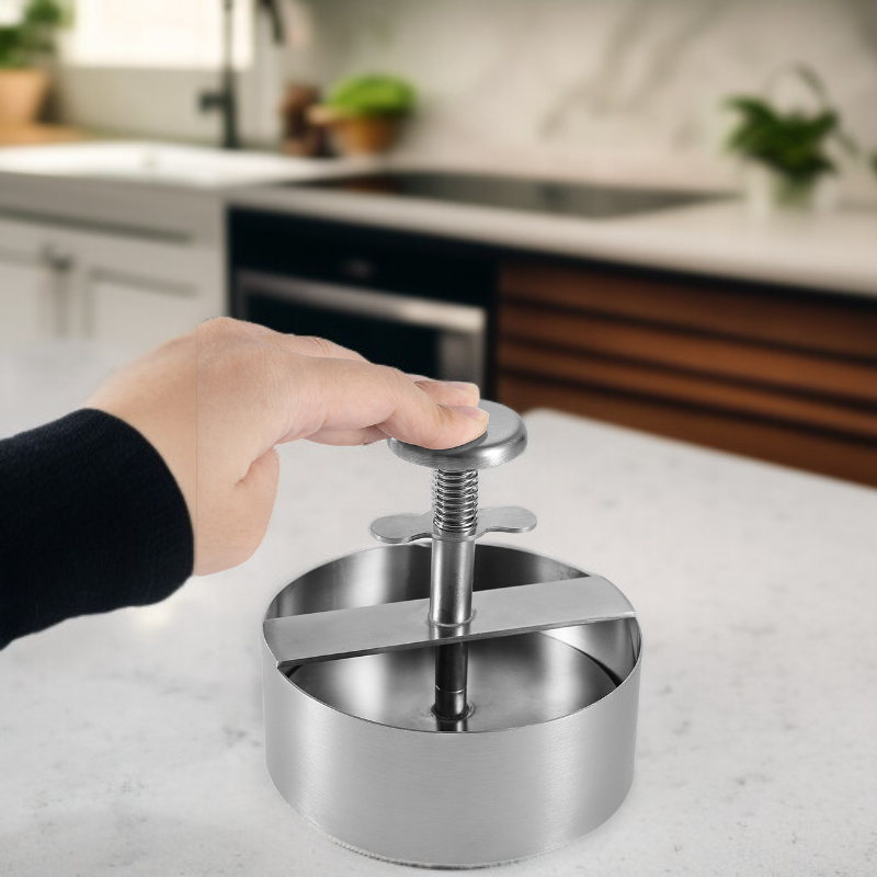 원형 스테인리스 햄버거 프레스 304 수동 고기 누름기 주방용품