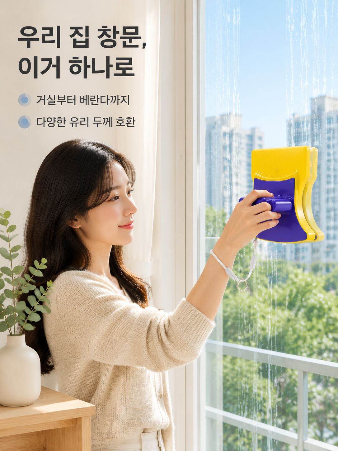양면 자석 유리 청소용 지우개