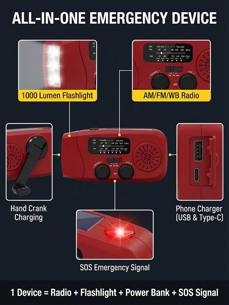 Multifunctional Hand-Cranked Emergency Lighting Radio