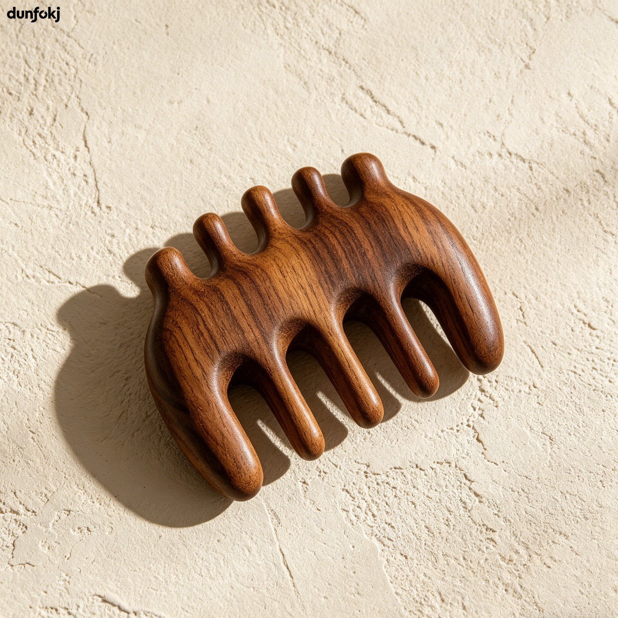 Natural wooden massage comb on white background