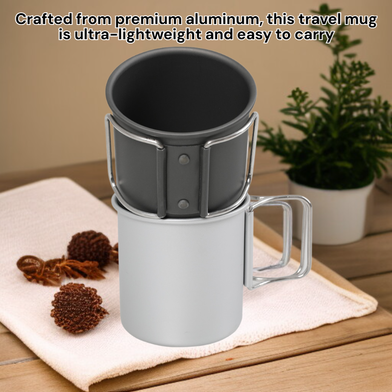 Travel aluminum mug, lightweight camping mug