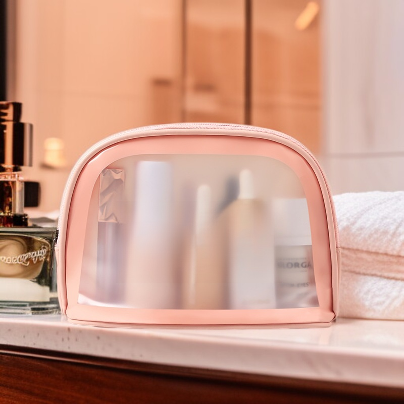 여성용 휴대용 반투명 무광 세면 파우치 플랩 화장품 수납 가방