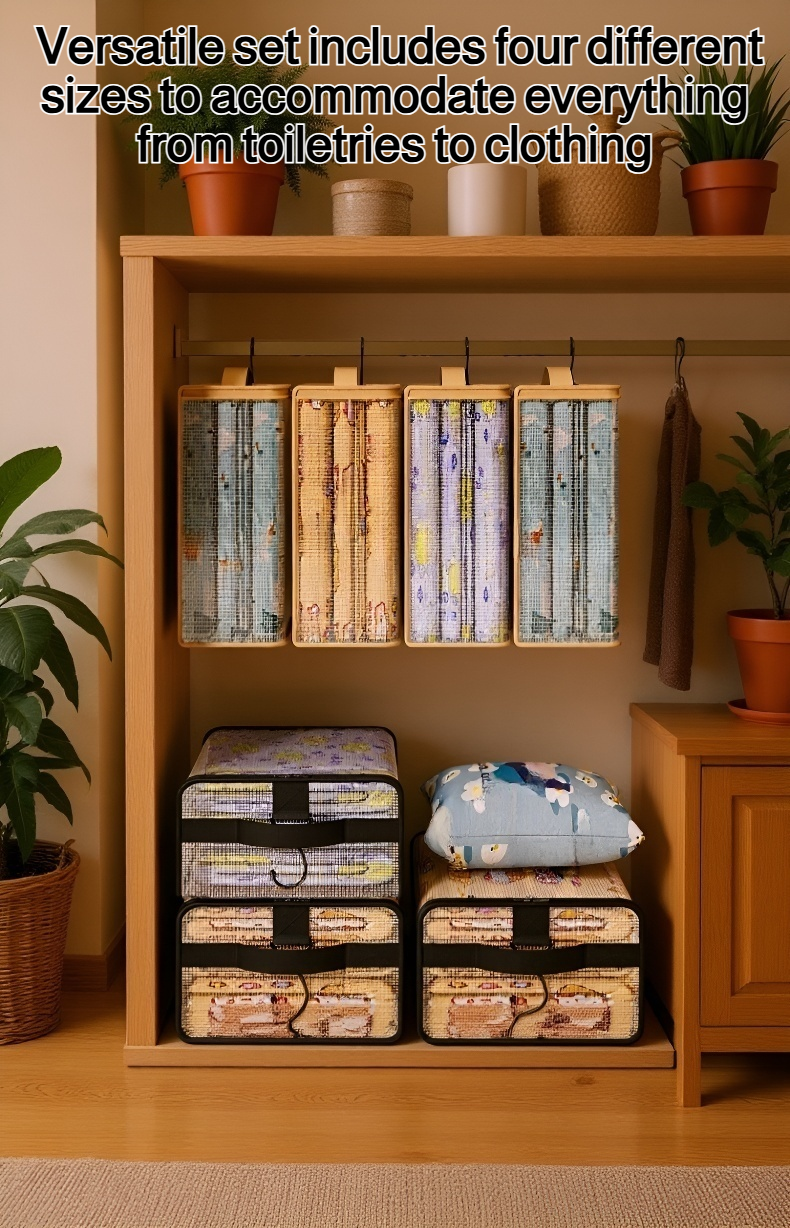 Mesh four-piece storage bag set for travel