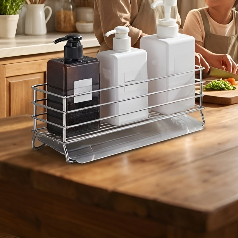 ที่วางฟองน้ำสแตนเลสทั้งตัวแบบกว้าง Nature Living + เครื่องจ่ายน้ำยาล้างจาน