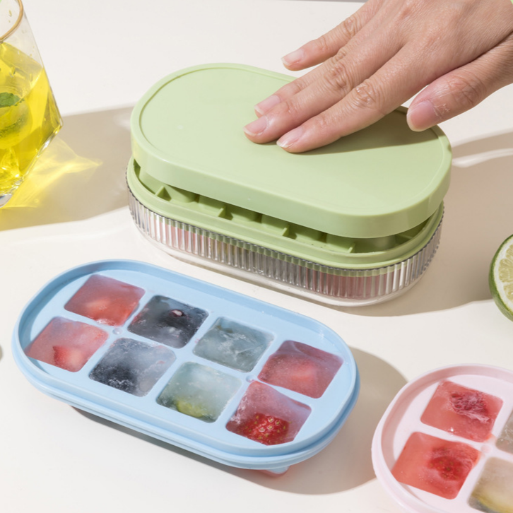 家用冰箱制冰器，压式制冰盒带盖，迷你奶昔制作机