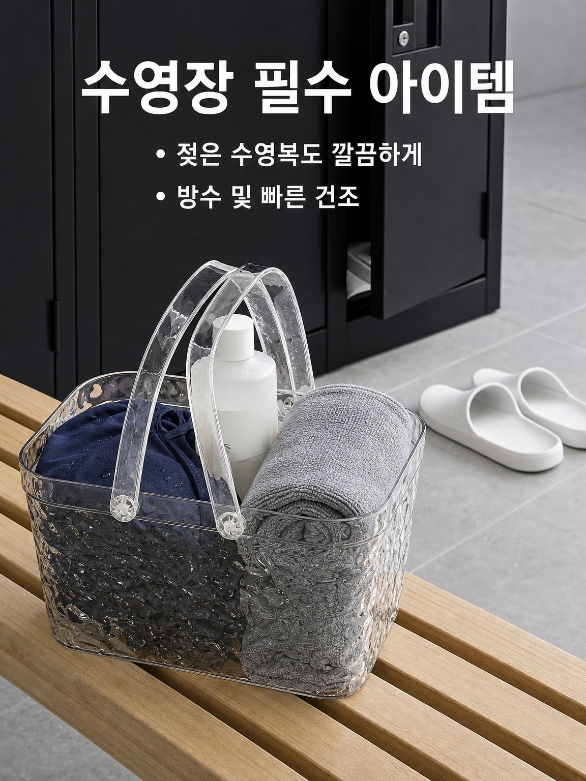 샤워 용품을 쉽게 꺼낼 수 있는 욕실 바구니