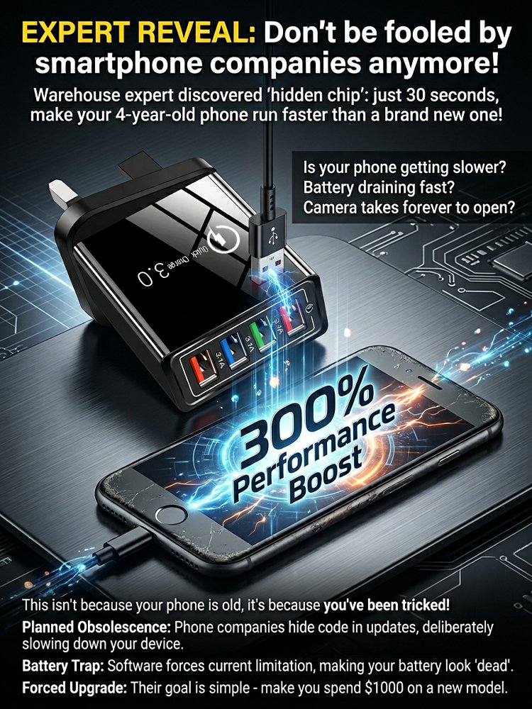 Triple Your Phone Lifespan. Smart 4-Port Charger. Pro Power Tech. 50% Off Today.