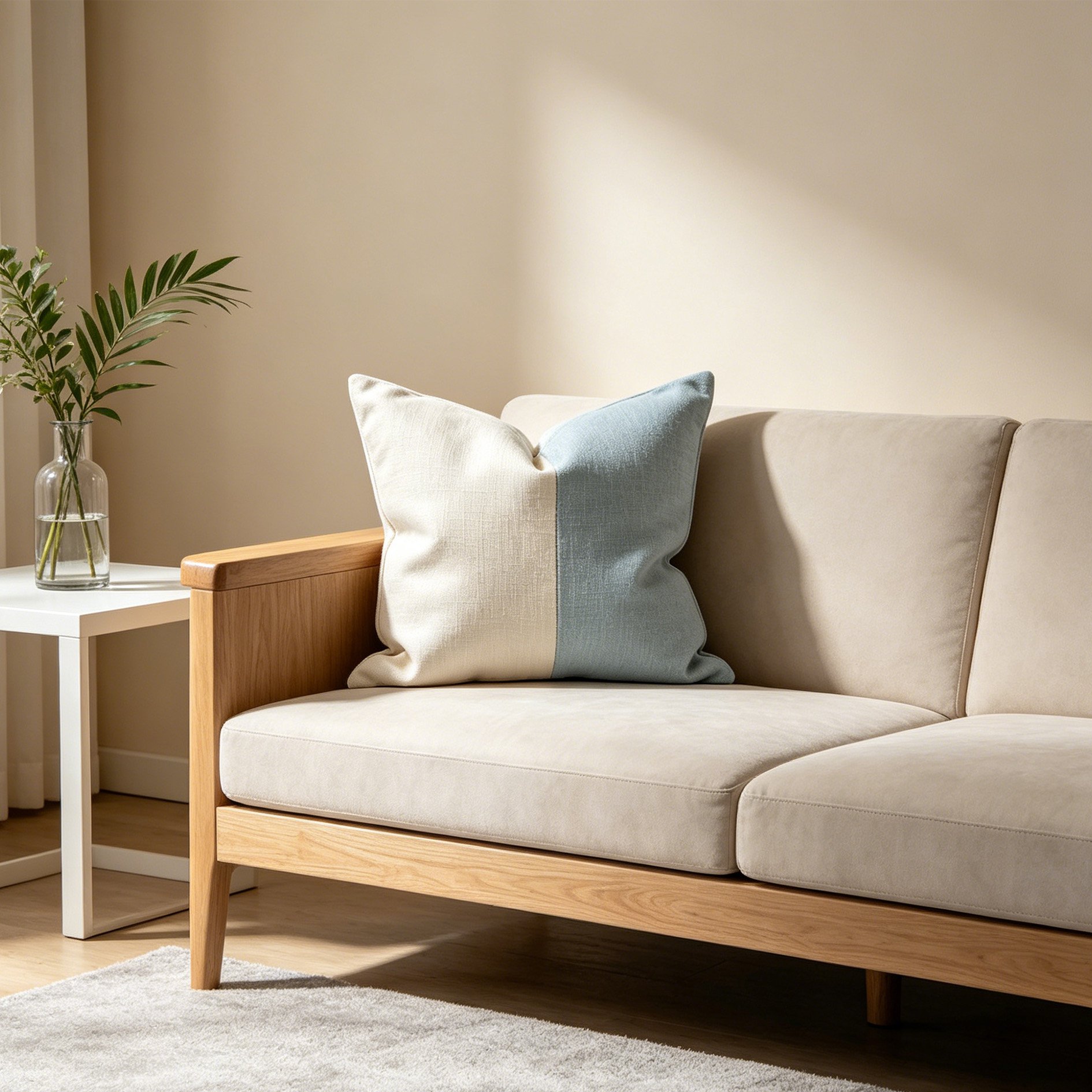 Leinen Luxus Sofakissen 2er Set auf dem Sofa