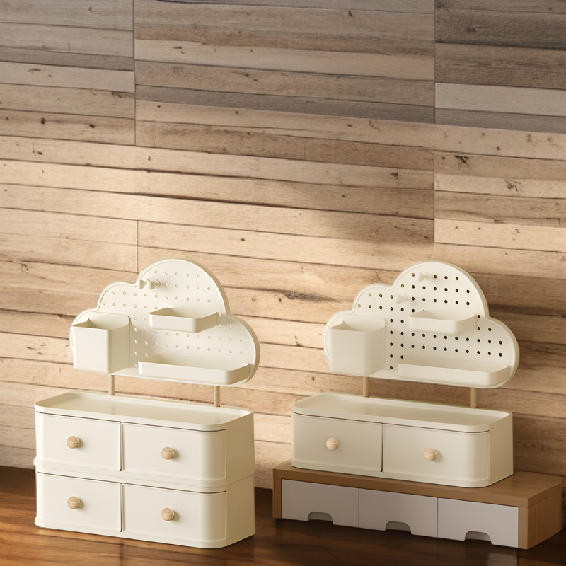 High-capacity organizer shelf with multiple drawers