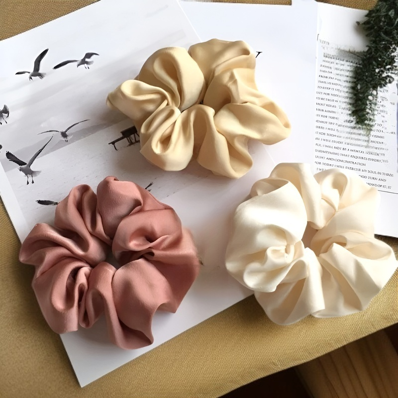 Silky Volume Plain Scrunchie 5pcs Set + Pouch RK24