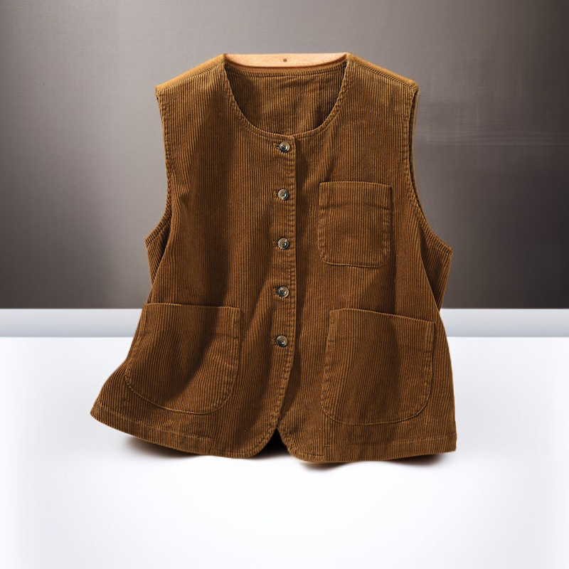 レトロスタイルのコーデュロイストライプベスト