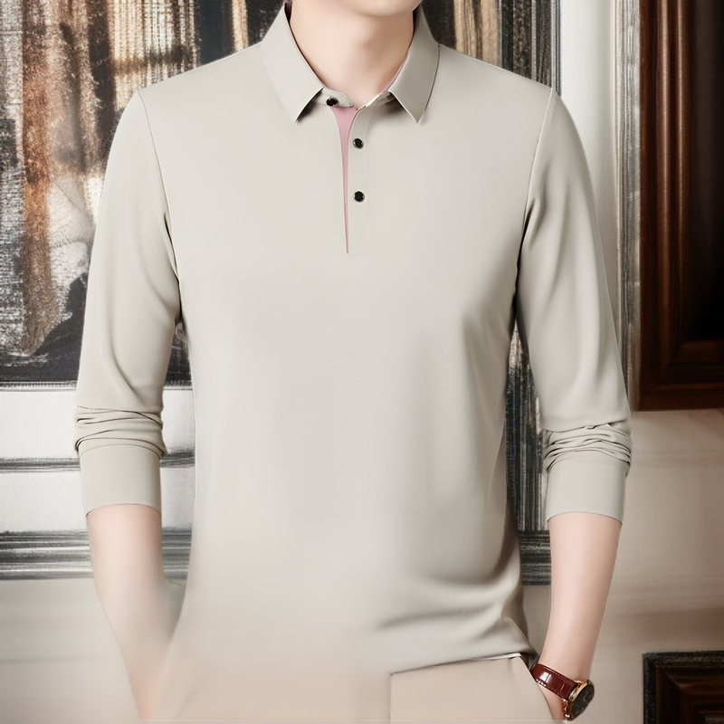 남자 비즈니스 루즈핏 긴팔 티셔츠 남자 순수 캐주얼 셔츠 루즈핏 터틀넥 봄가을 셔츠 비즈니스 캐주얼 셔츠