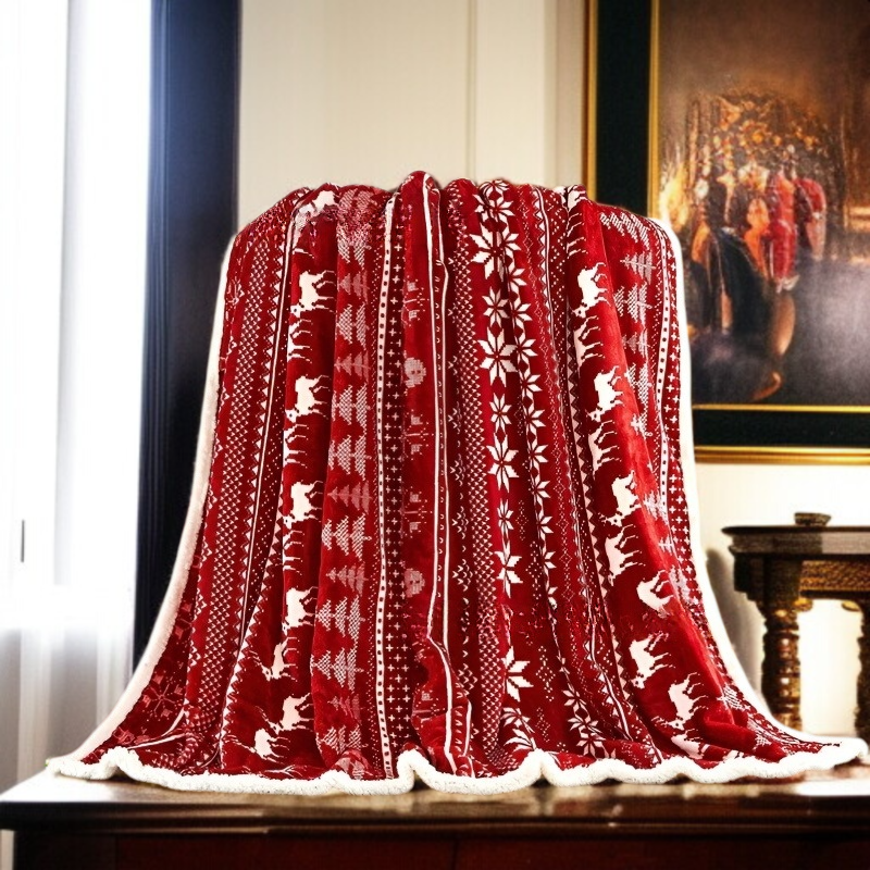 크리스마스 눈사람 소파 커버 담요 이중으로 도톰한 프린트 침실 크리스마스 엘크 소파 커버 담요