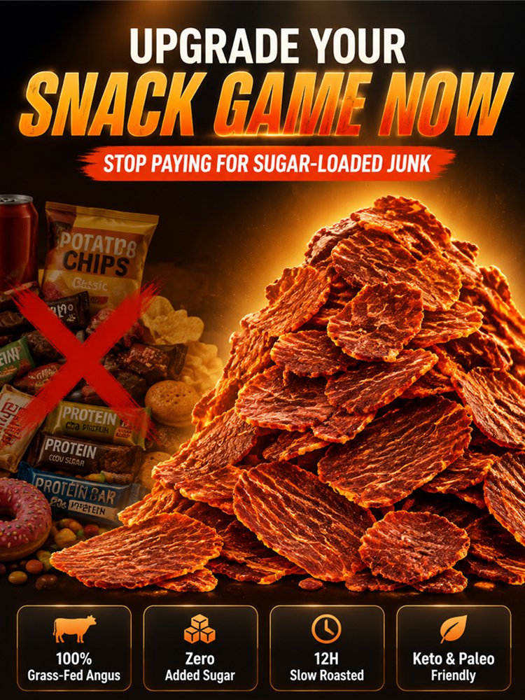 Premium Australian Angus Beef Jerky Crisps 100% Grass-Fed High Protein Keto Friendly Healthy Snack