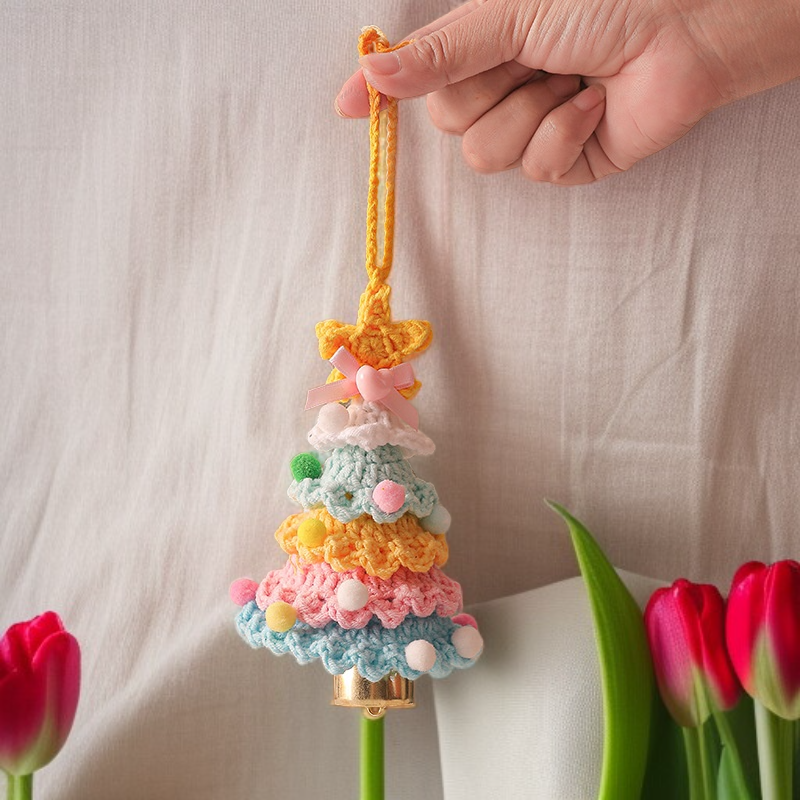 毛絨聖誕掛件毛線鉤織聖誕樹小擺飾