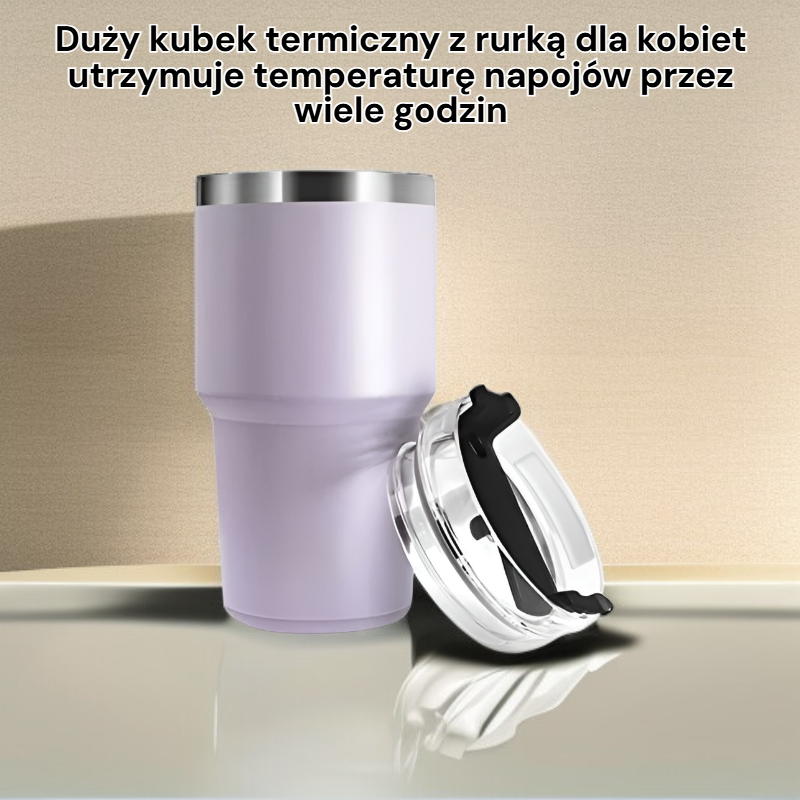 Duży kubek termiczny z rurką dla kobiet