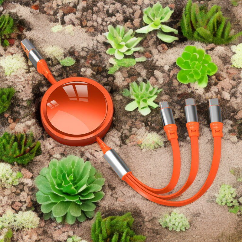 كابل بيانات 3 في 1 متعدد الوظائف لشحن السيارة السريع متوافق مع أجهزة Apple وAndroid