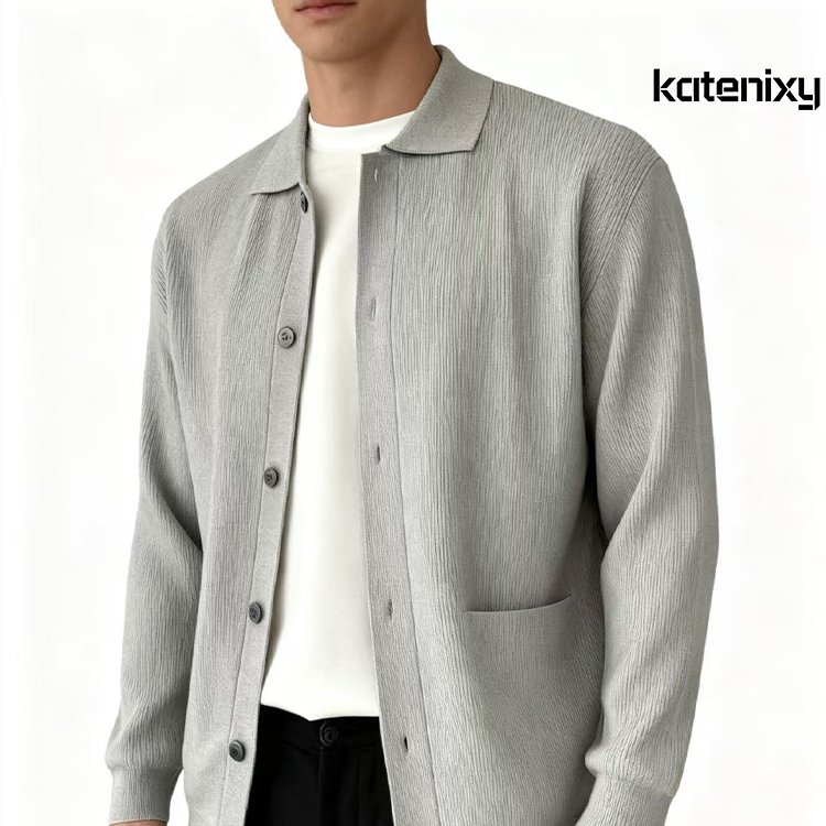 남성용 심플 솔리드 컬러 스웨터 카디건